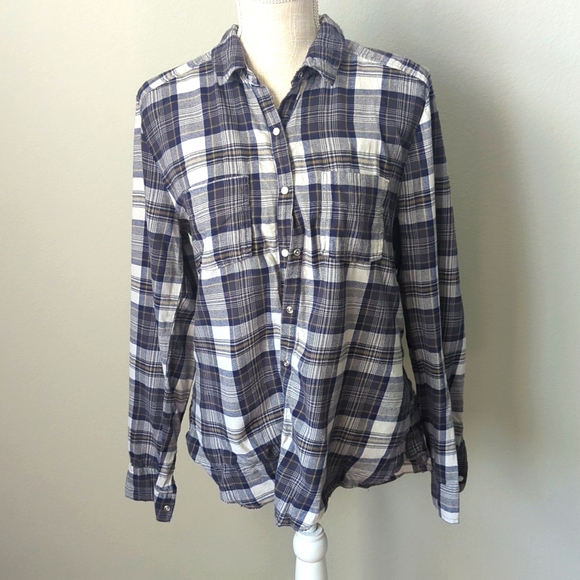 Rubbish Tops - Pearl Snap Flannel Size L